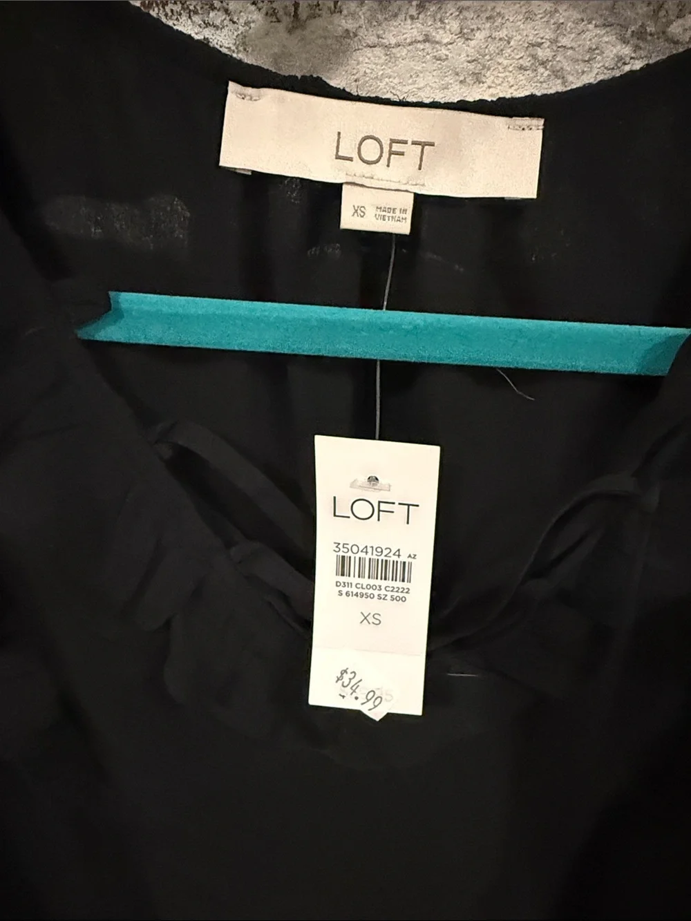 LOFT Black Ruffle V-Neck Sheer Blouse